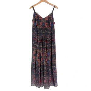 City Chic XS(14)‎ plus-size bohemian print multicolor maxi sundress Empire waist